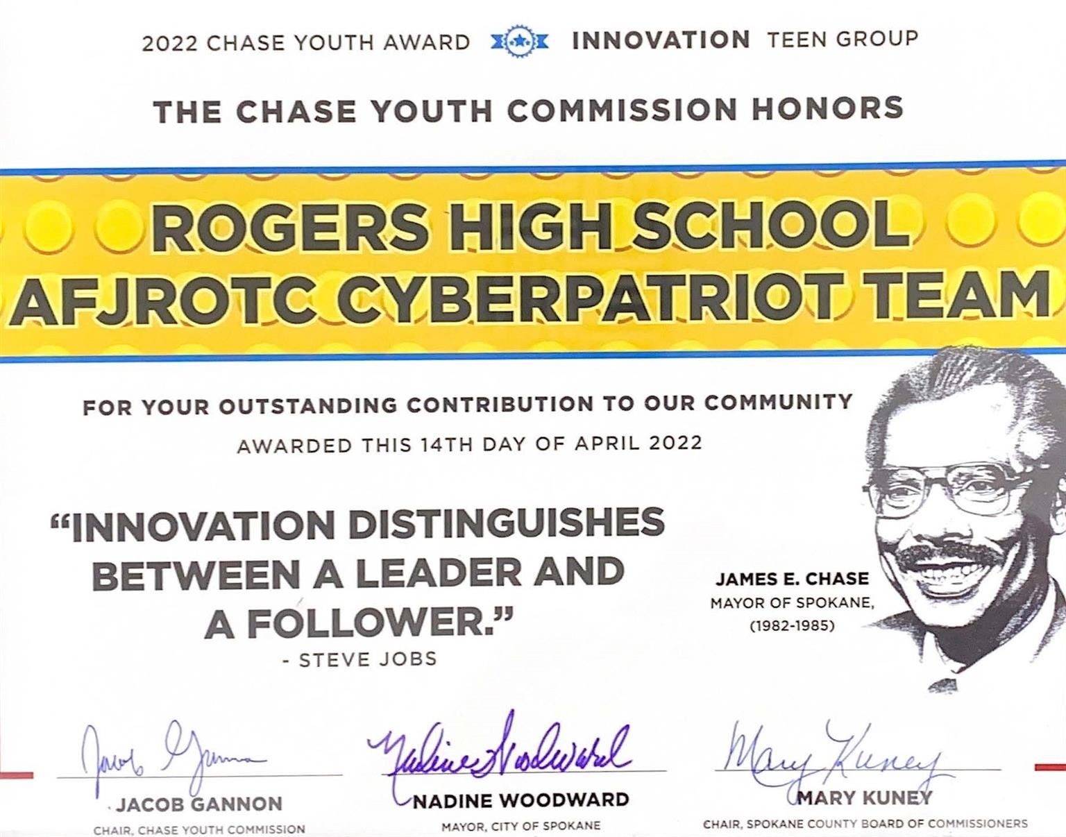 Chace Youth Award--Innovation 2022